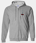 Crossing Signal Embroidered Full Zip Gray Hoodie